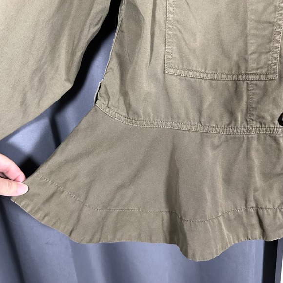 J. Crew Cropped Fatigue Jacket Olive Green Medium Peplum Casual No Belt - Picture 6 of 14